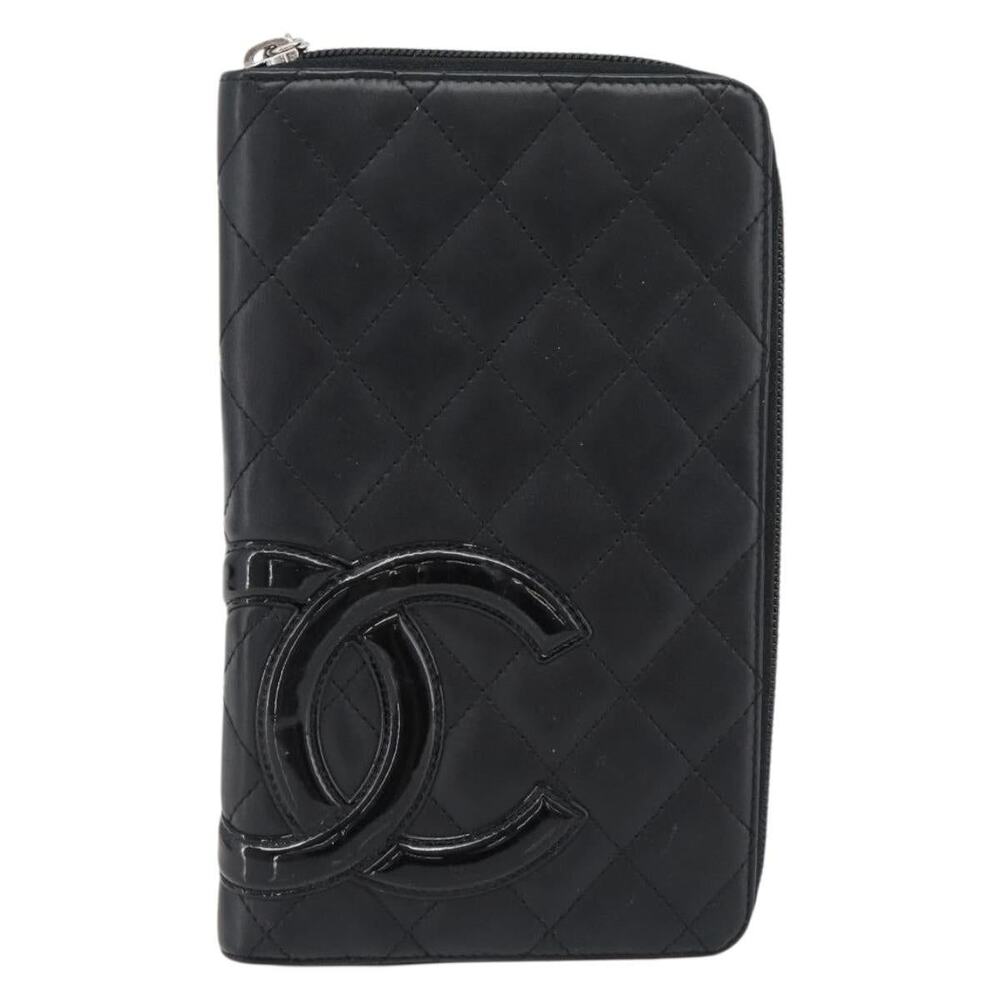 Chanel Matelasse Cambon Line Long Wallet Black
